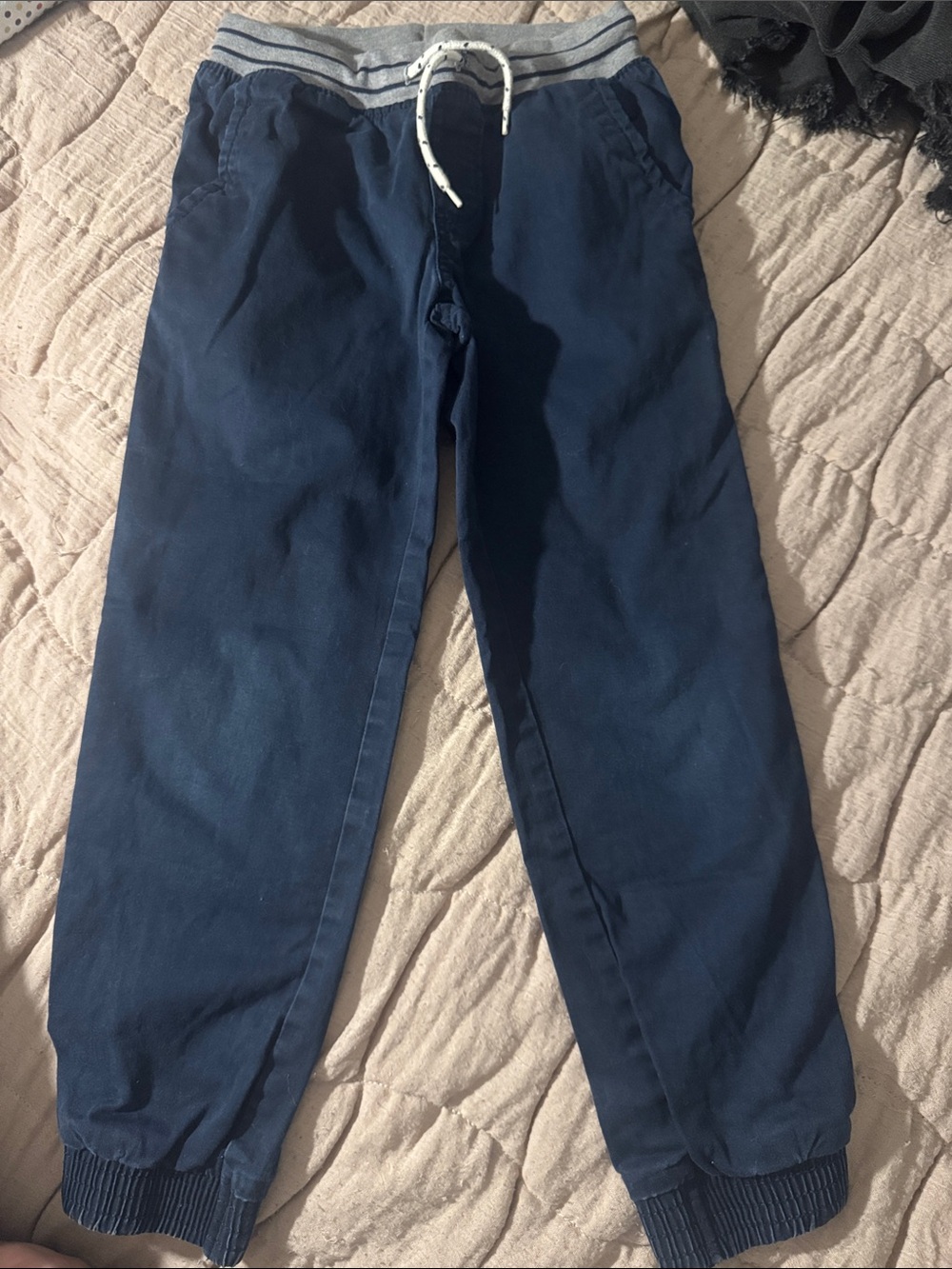 Cat & Jack Navy Blue Jogger Pants with Gray Waistband